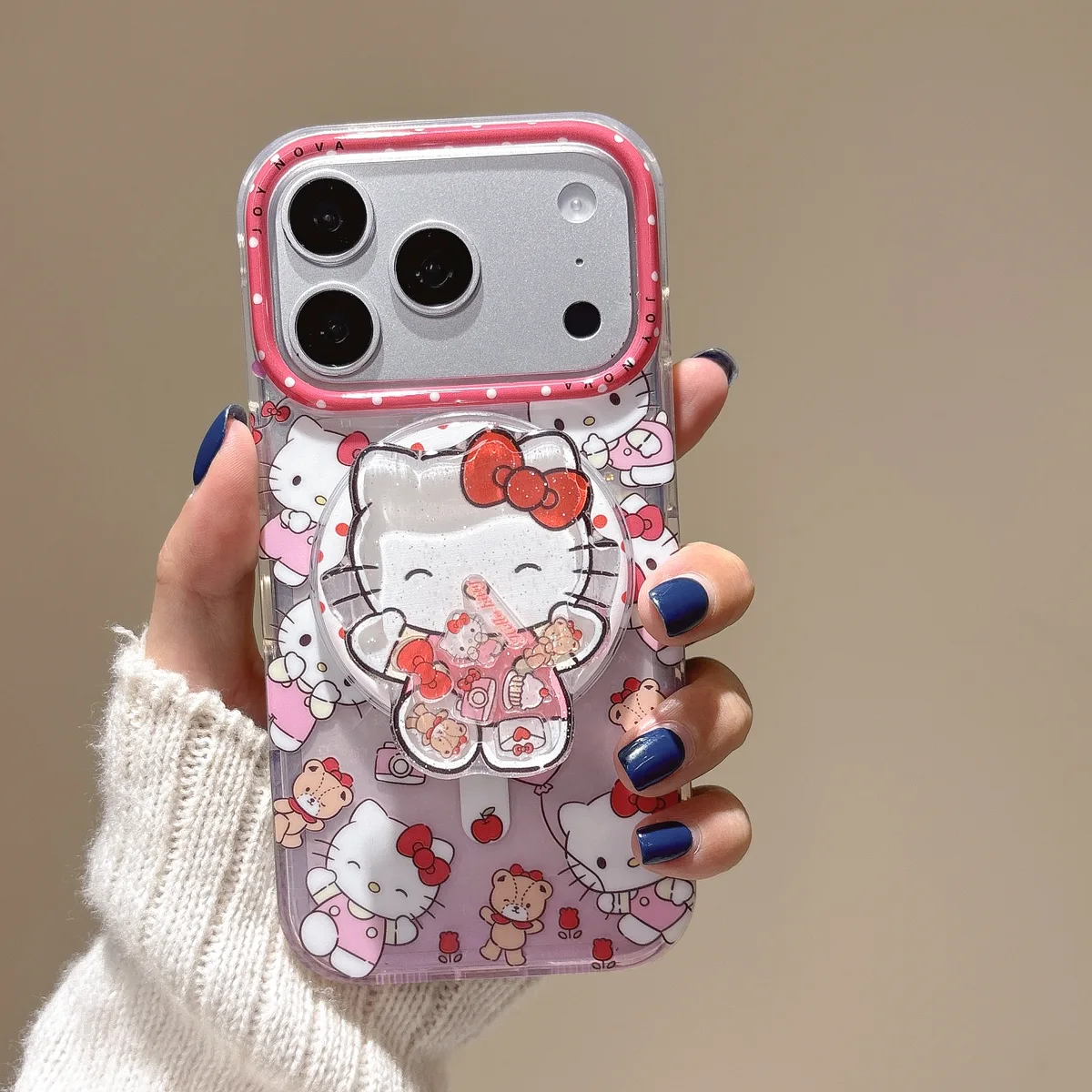Sanrio Hello Kitty iPhone 17 16 15 14 13 Pro Max Clear Pink Polka Dot Case